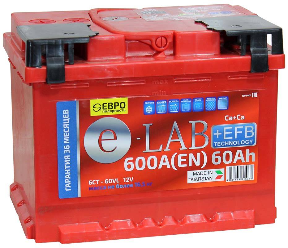 6ст - 60 (E-LAB+EFB) - пп 60 Ач