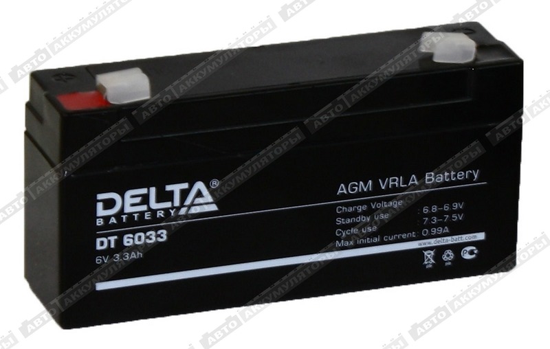 Тяговый аккумулятор Delta DT 6033 3,3 Ач