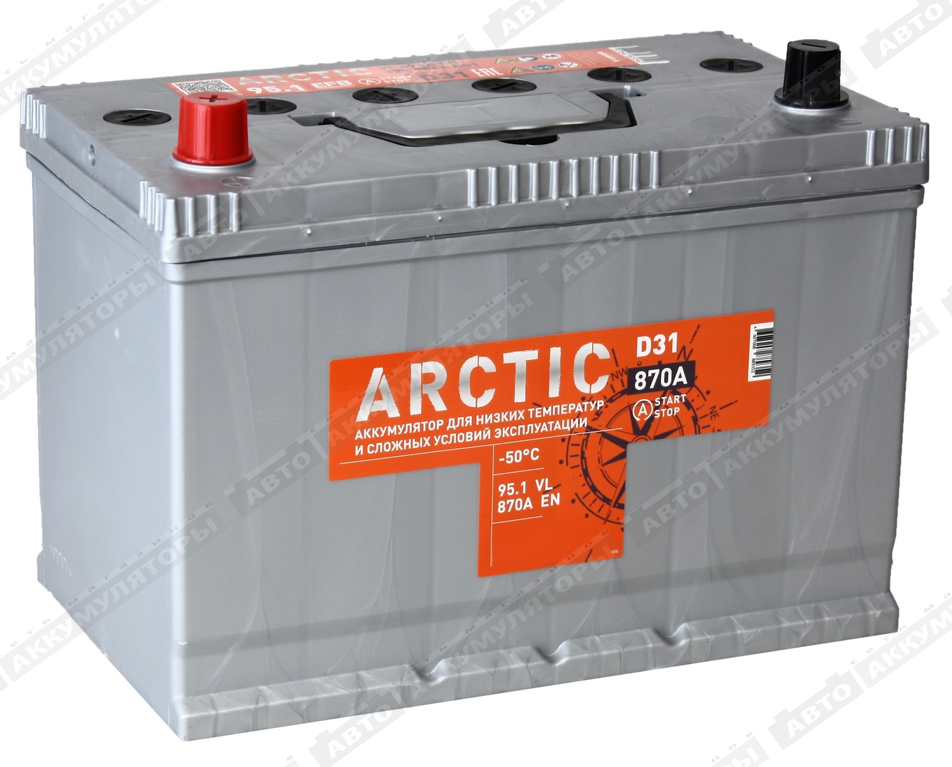Аккумулятор Titan Arctic Silver 6СТ-95.1 VL (D31FR) п.п.