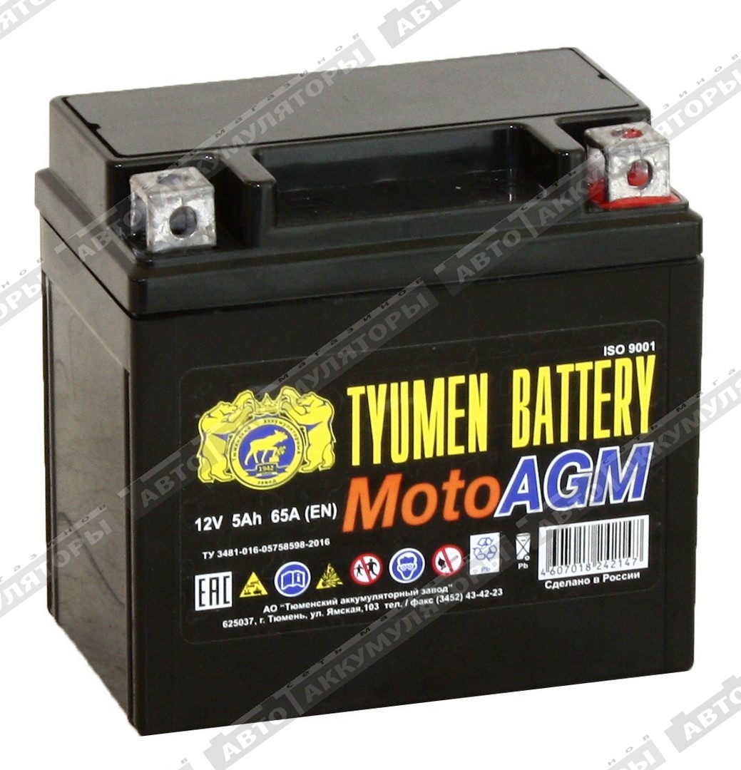 Мотоаккумулятор Тюмень AGM 6МТС-5 AGM (YTX5L-BS)