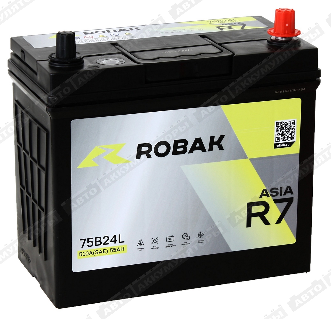 Robak R7 6СТ-55.0 VL (75B24L) 55 Ач