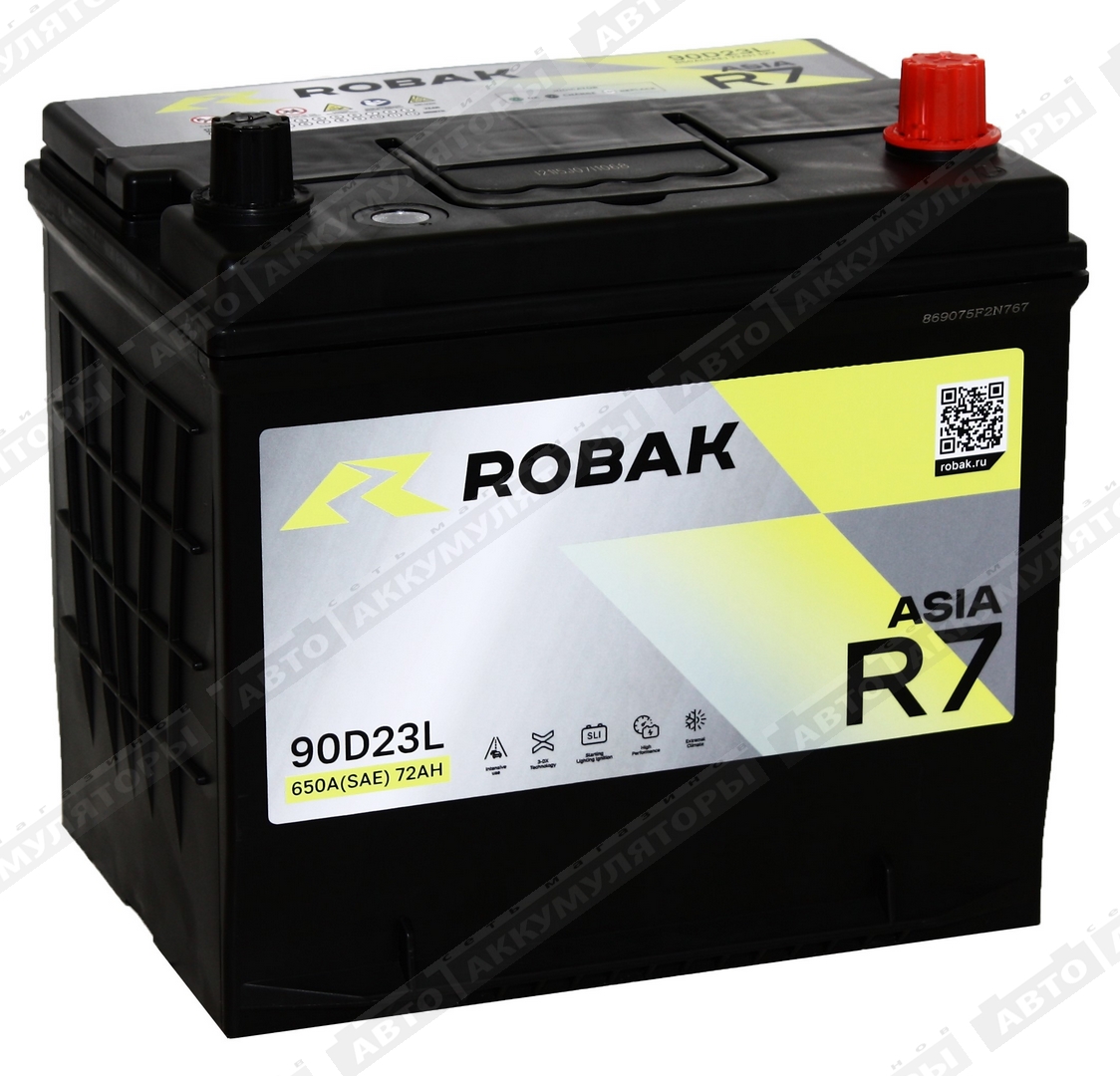 Robak R7 6СТ-72.0 VL (90D23FL) 72 Ач