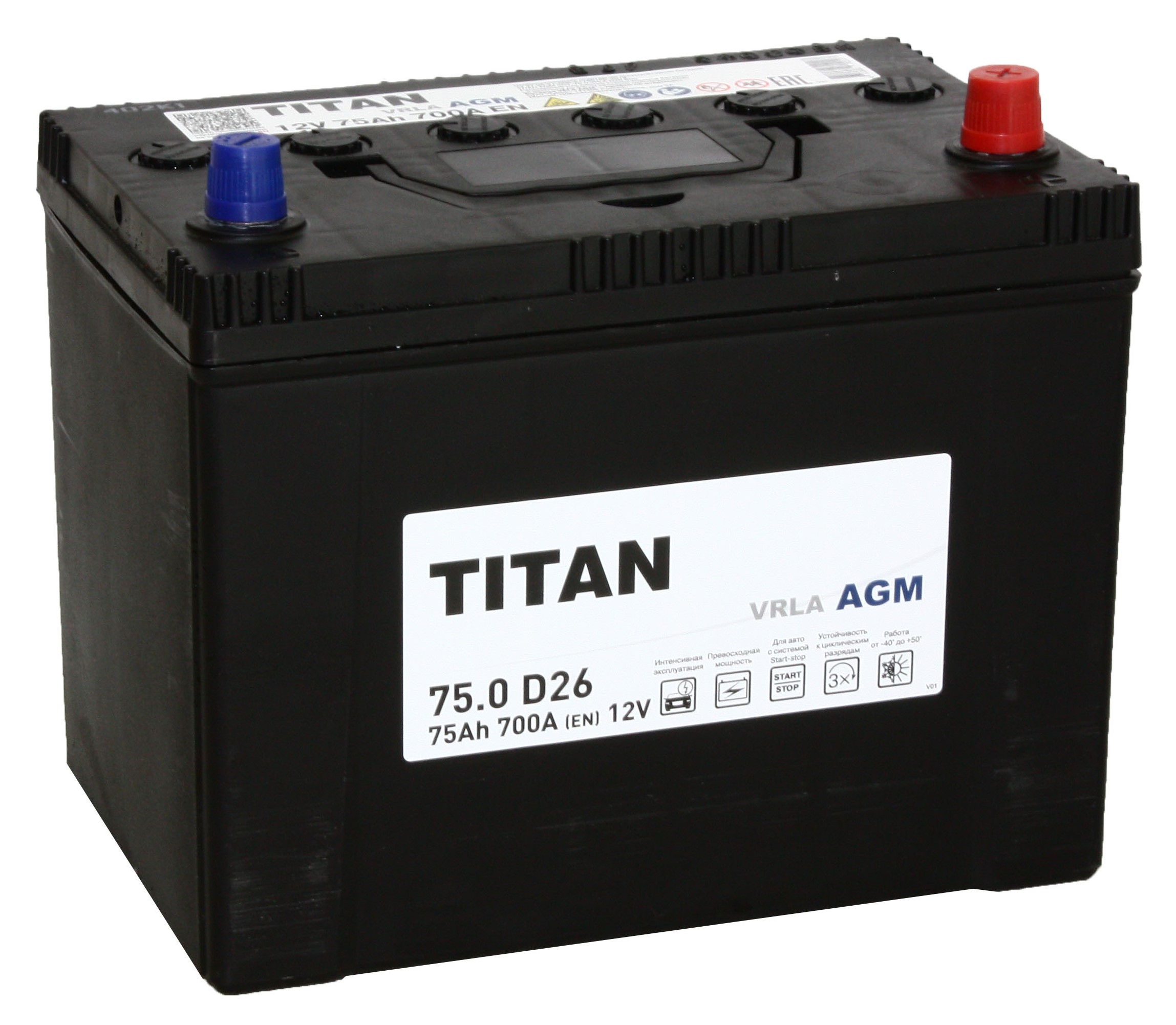 Titan AGM 6СТ-75.0 VRLA (D26L) 75 Ач