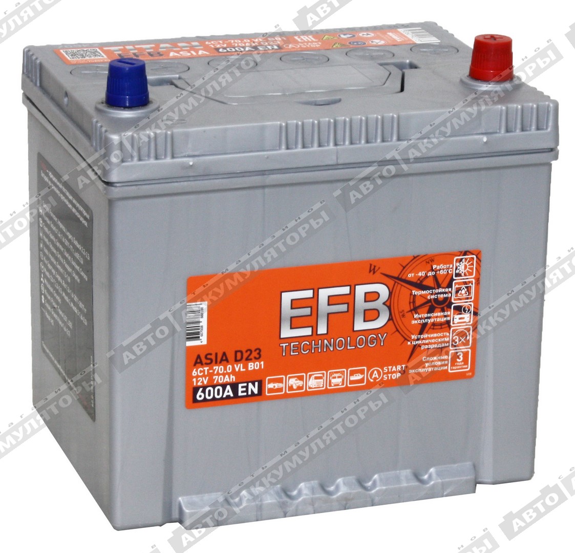 Titan Asia EFB 6СТ-70.0 VL (D23L) 70 Ач