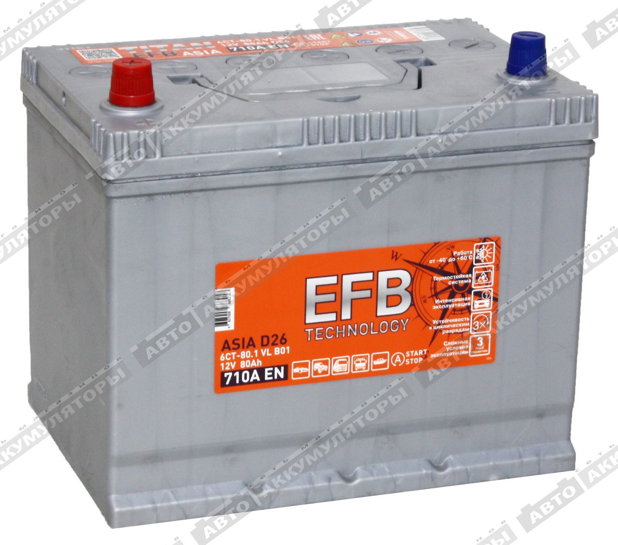Titan Asia EFB 6СТ-80.1 VL (D26FR) 80 Ач
