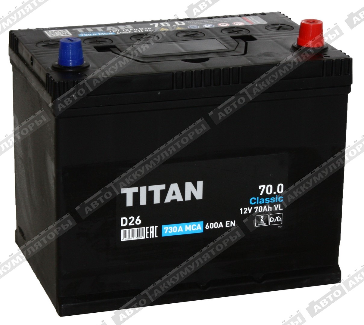 Titan Classic 6СТ-70.0 VL (D26FL) 70 Ач