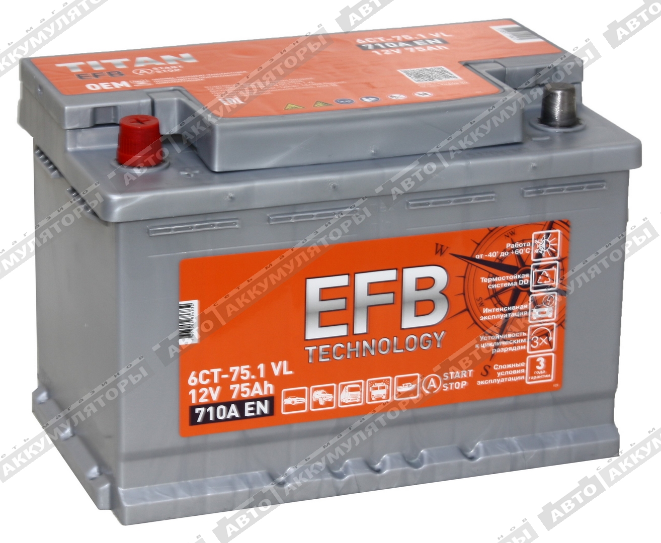 Titan EFB 6СТ-75.1 VL 75 Ач