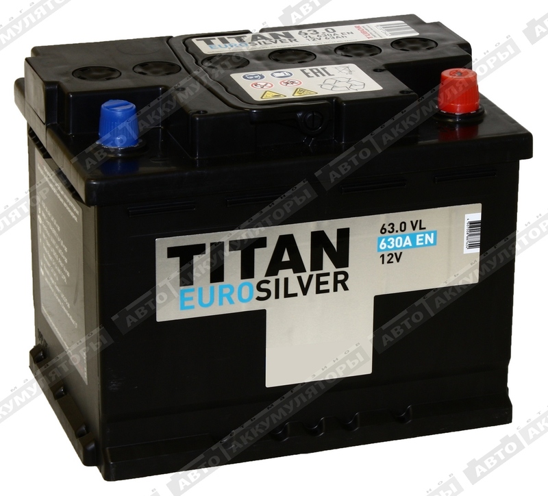 Titan Euro Silver 6СТ-63.0 VL (еврокрышка) 63 Ач