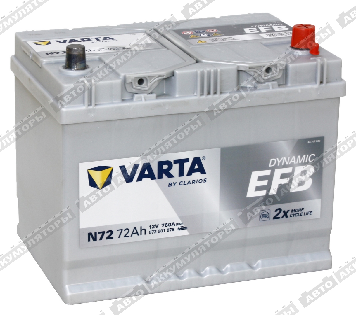Varta Dynamic EFB 572 501 076 (N72) 72 Ач
